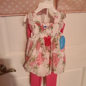 NWT Bon Bebe Flower top w/ Leggings